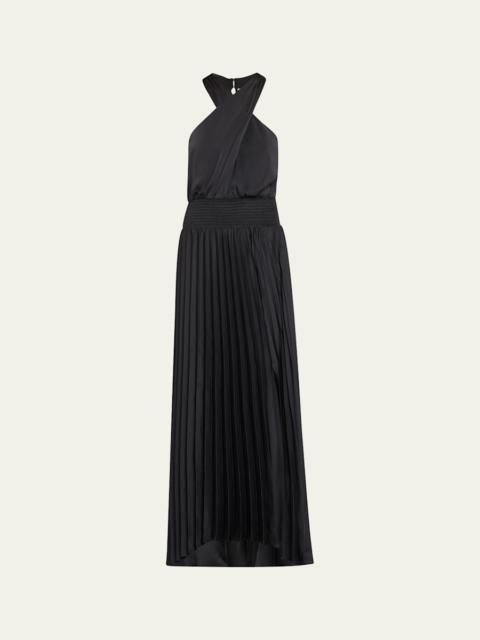 RAMY BROOK Arina Pleated Halter Midi Dress