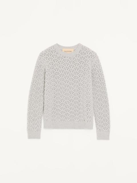 Valentino VALENTINO WOOL AND CASHMERE SWEATER WITH METALLIC V DETAIL