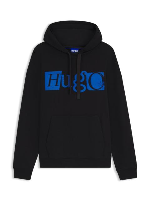 HUGO COTTON-TERRY HOODIE WITH PUFF-PRINT LOGO