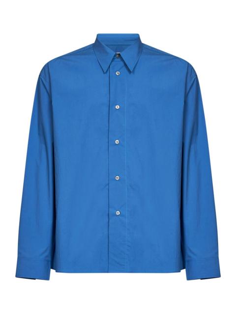 Studio Nicholson Uniform blue paper-effect poplin Hals shirt