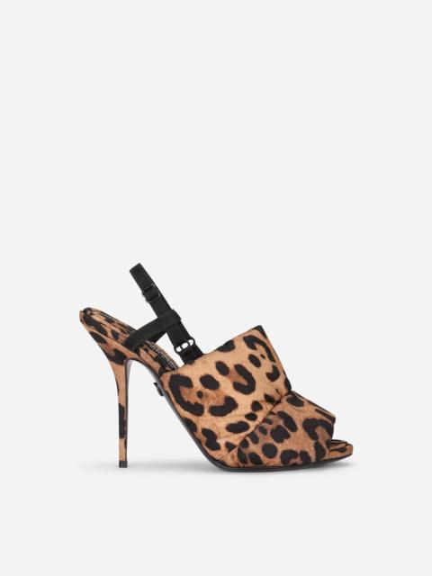 Quilted leopard-print nylon sandals