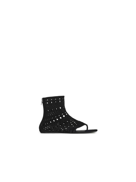 Alaïa VIENNE HIGH FLAT SANDALS IN VELVET CALFSKIN
