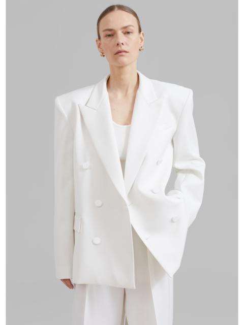 The Frankie Shop Zia Covered Buttons Blazer - White