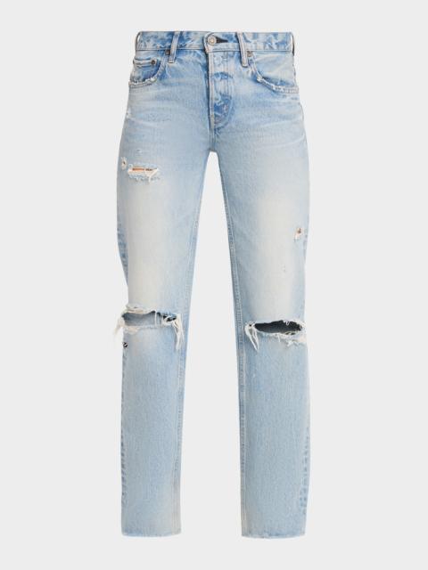 MOUSSY VINTAGE Distressed Straight Low-Rise Jeans