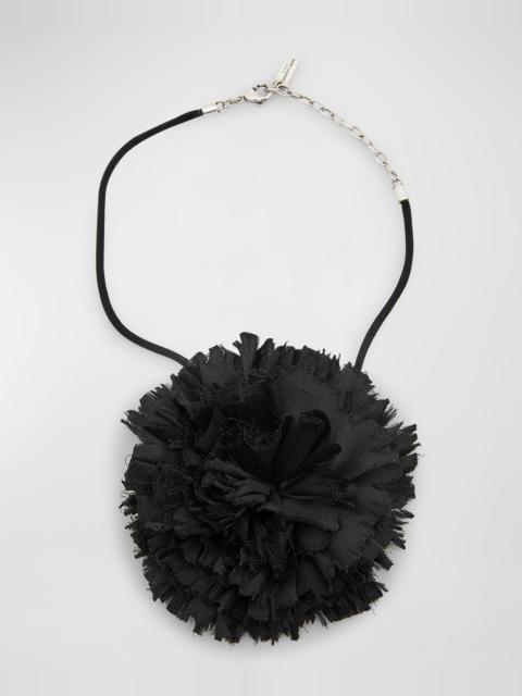 SAINT LAURENT Crumpled Black Flower Necklace