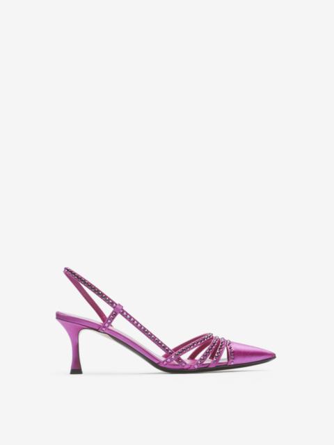 N°21 CRYSTAL SATIN SLINGBACK PUMPS