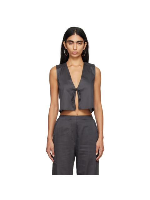 LESET Gray Yoko Tie Top