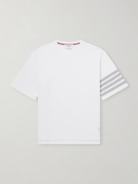 Thom Browne Striped Cotton-Piqué T-Shirt White