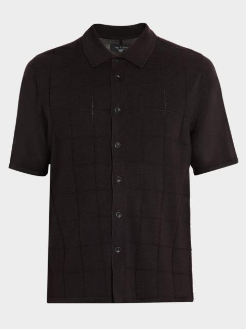 rag & bone Men's Dalton Windowpane Knit Short-Sleeve Shirt