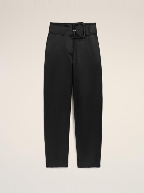 AMI Paris BLACK SATIN BUCKLED BELT TROUSERS
