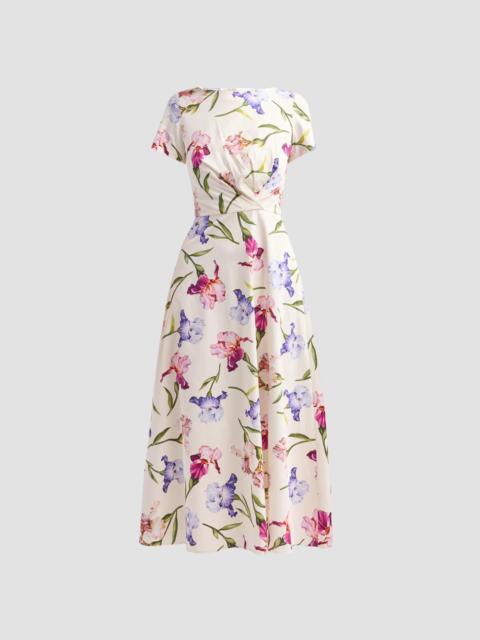Oscar de la Renta Women's Iris Flowers Poplin Day Dress - Ivory Multi