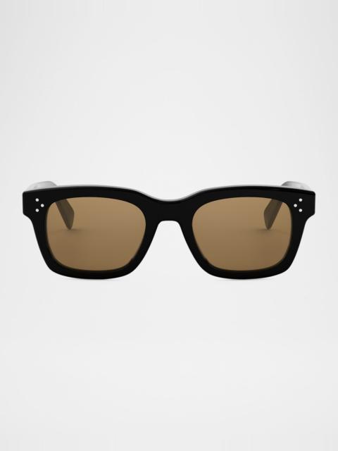 CELINE Men's Bold 3-Dots Nylon Rectangle Sunglasses