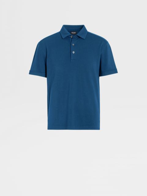 ZEGNA TEAL BLUE MÉLANGE 12MILMIL12 WOOL POLO SHIRT