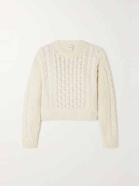 PATOU Cropped cable-knit wool sweater