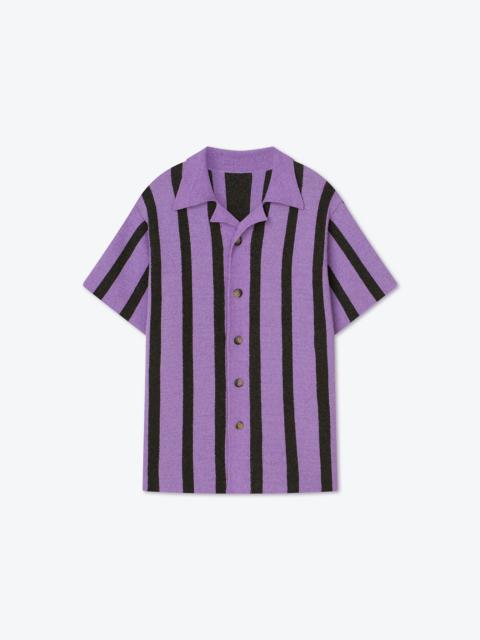 WALTER - Striped terry-knit shorts - Dark khaki/ lilac