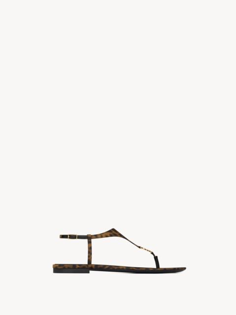 SAINT LAURENT CASSANDRA SANDALS IN LEOPARD GROSGRAIN
