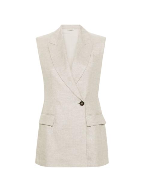 Brunello Cucinelli metallic-threading sleeveless blazer