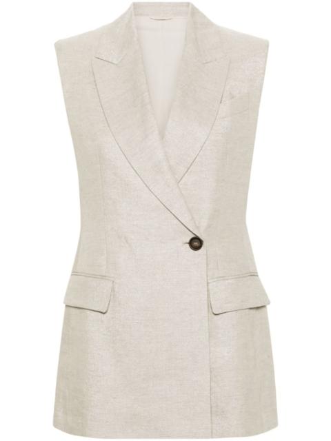 Brunello Cucinelli metallic-threading sleeveless blazer