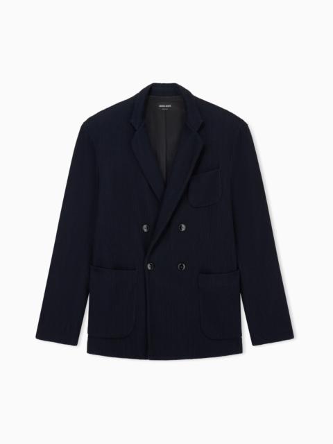 GIORGIO ARMANI BLAZER REGULAR FIT IN SEERSUCKER JERSEY