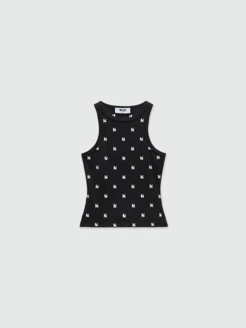 MSGM Ribbed jersey top with embroidered "TheMwave" logo
