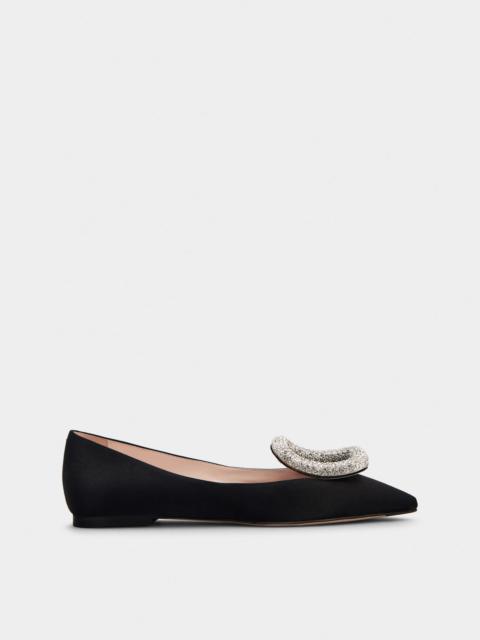 Roger Vivier Viv' Choc Strass Buckle Ballerinas in Satin