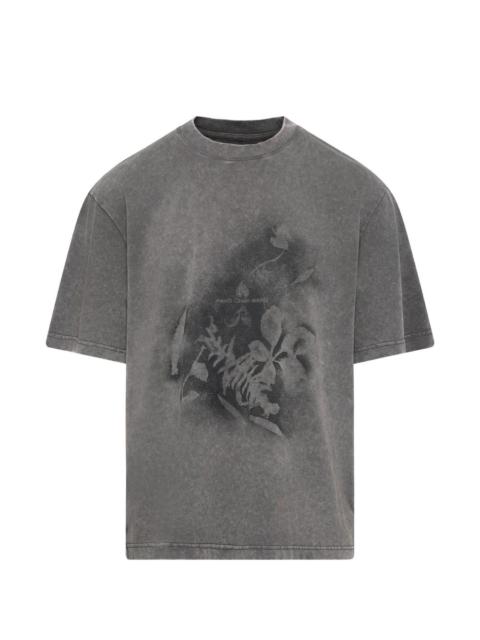 FENG CHEN WANG spray-painted plant-motif T-shirt