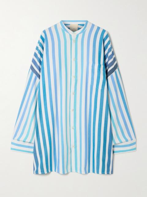 MARRAKSHI LIFE Oversized Striped Cotton-blend Shirt