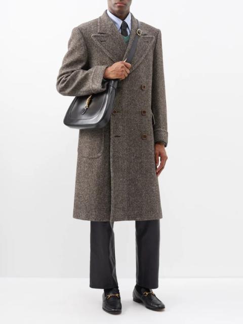 GUCCI Double-breasted wool-herringbone overcoat