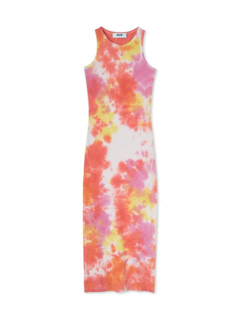 MSGM Dress in ribbed jeresy with tie-dye treatment