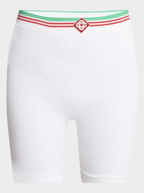 CASABLANCA Logo-Band Seamless Rib Biker Shorts