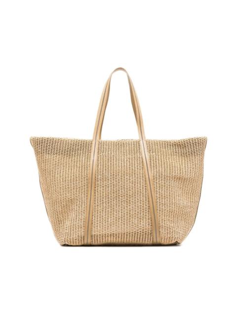 Brunello Cucinelli embellished raffia tote bag