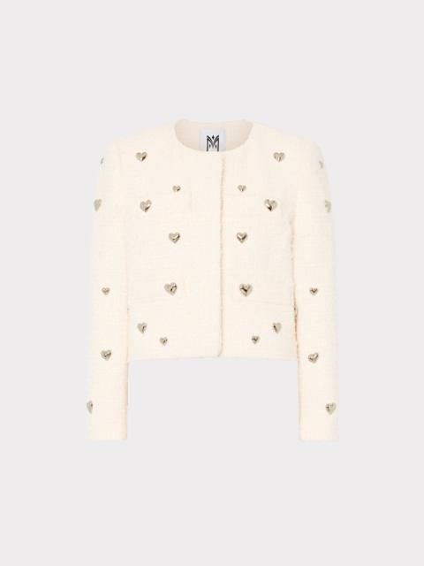MILLY Phoebe Heart Applique Cardigan Jacket