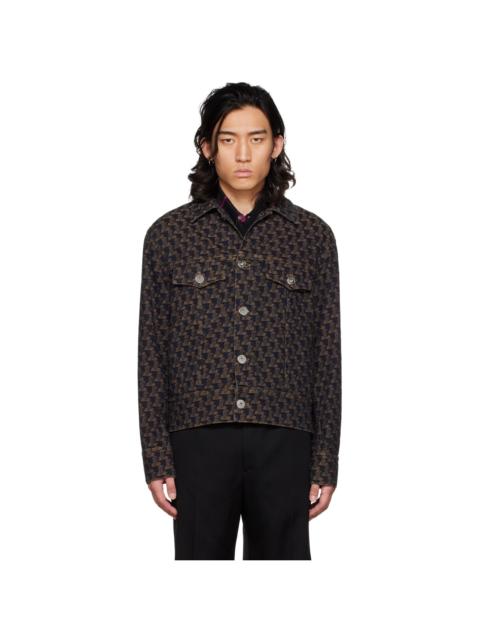Lanvin Navy & Brown Monogram Denim Jacket