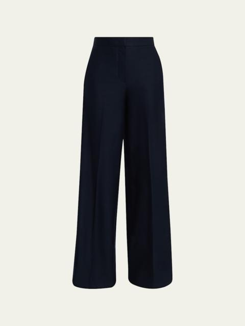 Max Mara High-Rise Wool Pique Jersey Wide-Leg Pants