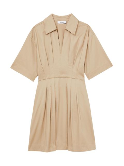 REISS Women's Rosalie Pleated Cotton Mini Shirtdress - Beige
