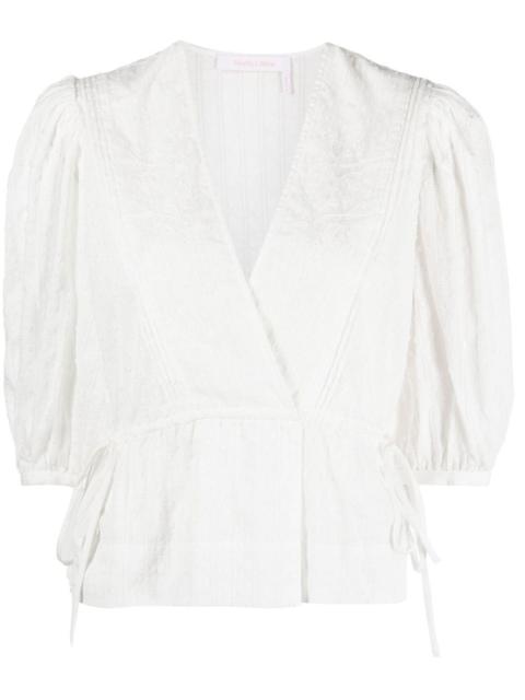 See by Chloé embroidered floral puff blouse