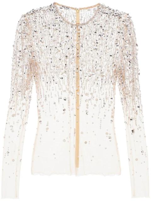 crystal-embellished sheer top