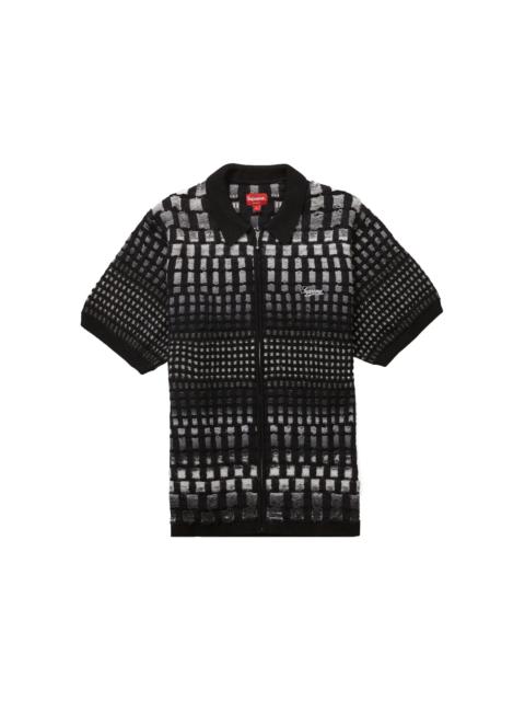 Supreme Supreme Gradient Grid Zip Up Polo Black