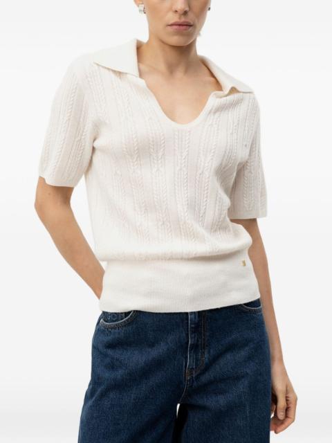 HUGO cable-knit polo-collar T-shirt