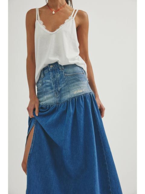 FREE PEOPLE We The Free Good Company Mixed Denim Maxi Skirt