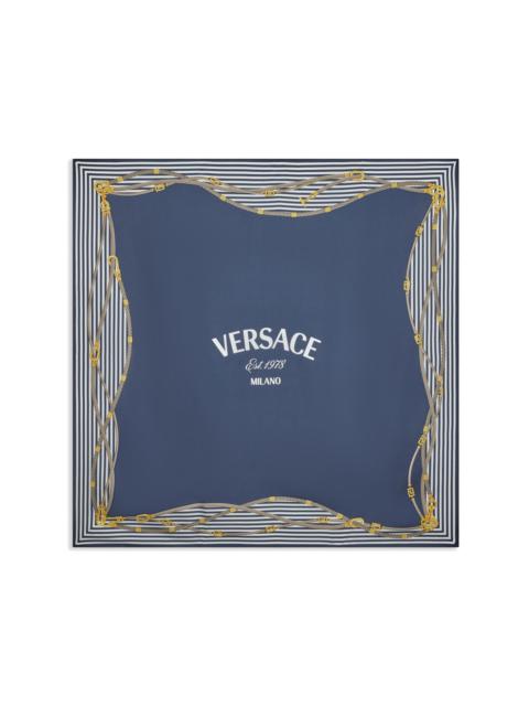 VERSACE logo-print silk scarf