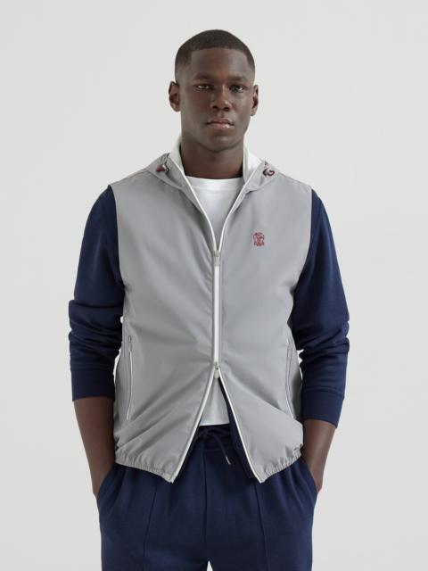 Brunello Cucinelli Bonded nylon hooded vest with logo
