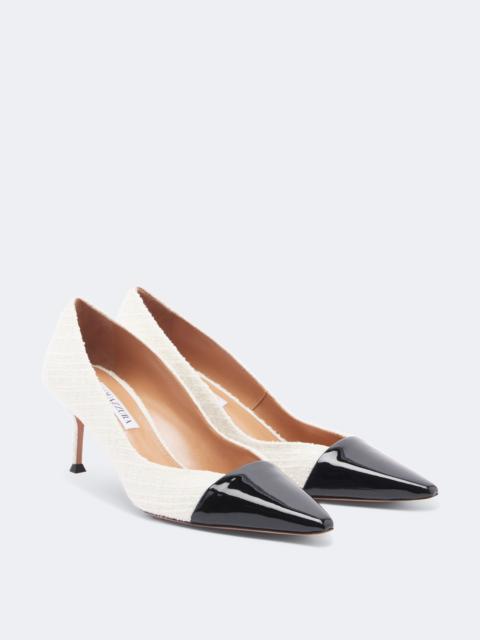 AQUAZZURA Orbit leather-trimmed tweed pumps