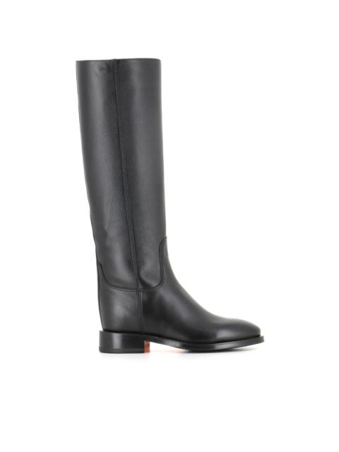 knee-length leather boots