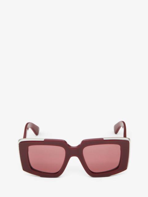 Alexander McQueen Women's The Grip Geometrical Sunglasses in Burgundy