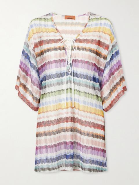 Missoni Lace-up Striped Metallic Crochet-knit Coverup