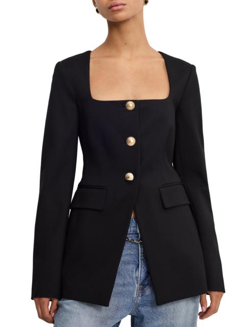 GOOD AMERICAN Women's Soft Stretch Ponte Sculpted Blazer - Black