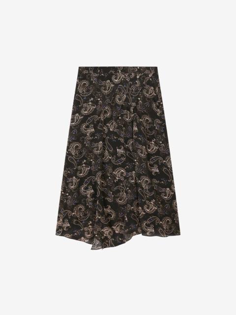 Isabel Marant CACIA PRINTED SILK MIDI SKIRT