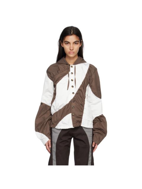 STRONGTHE Brown & White Paneled Hoodie