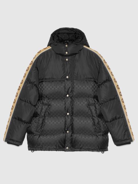 GG jacquard nylon quilted coat